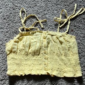 Aeropostale Yellow Cropped Tank Top